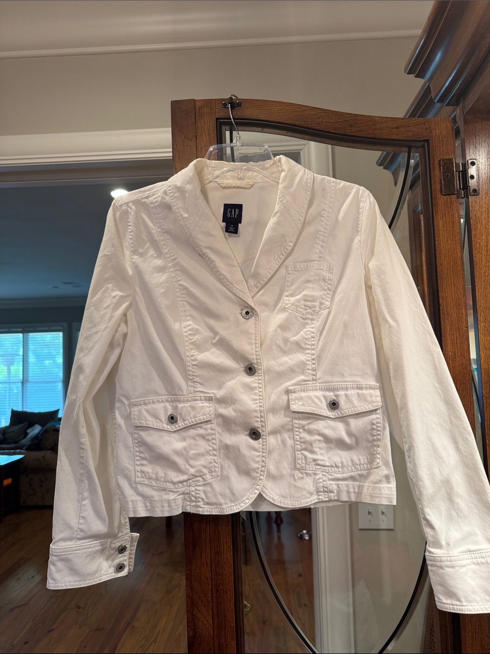 GAP White Cotton Button-Front Jean Jacket